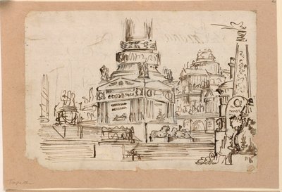Progetto scenografico, piedistallo del monumento da Angelo Toselli