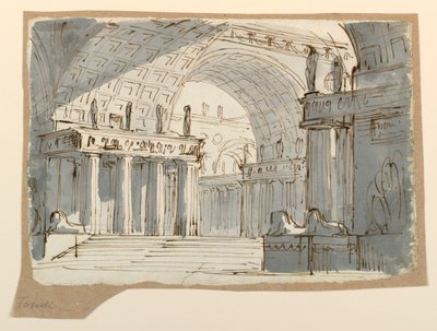 Progetto scenografico, edificio classico a volta da Angelo Toselli