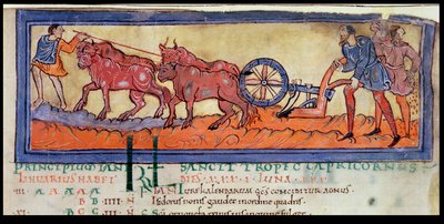 Aratura, da un calendario, c.1030 da Anglo Saxon