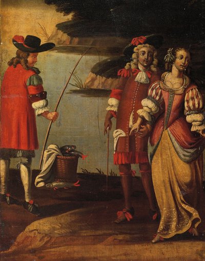 Schermo a quattro pieghe, c.1700 (dettaglio) da Anglo Flemish School