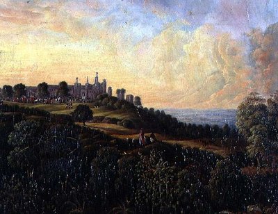Veduta di un forte sulla collina, India da Anglo Indian School