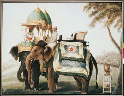 Elefanti con il loro mahout da Anglo Indian School