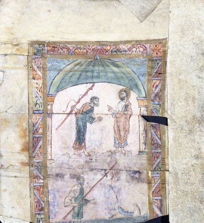 Cristo istruisce Pietro a Cafarnao sul tributo, c.1000 d.C. da Anglo Saxon