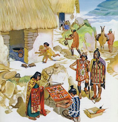 Casa in Perù, 100 circa (litografia a colori) da Angus McBride