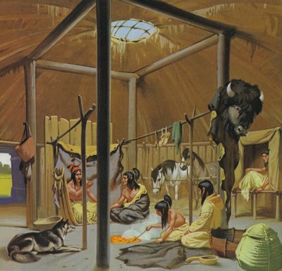 Loggia di terra Mandan (litografia a colori) da Angus McBride