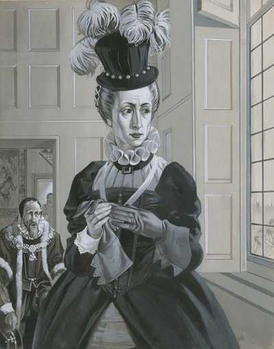 La regina Elisabetta I, alla notizia dell