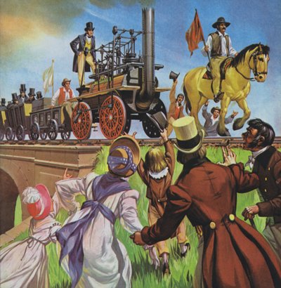 Ferrovia di Stockton e Darlington (litografia a colori) da Angus McBride