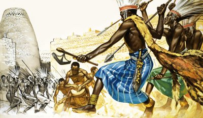 Danza di guerra delle tribù bantu da Angus McBride
