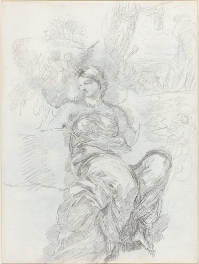 Angelo seduto in un paesaggio (recto) da Anicet Charles Gabriel Lemonnier
