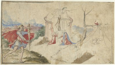 Scena mitologica (Enea fugge da Troia?) da Aniello Redita