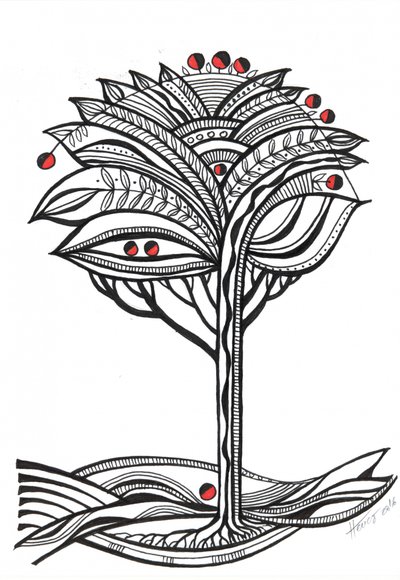 Disegno di un albero dai dettagli intricati da Aniko Hencz