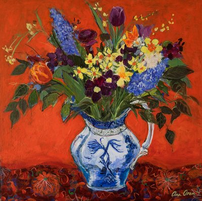 Fiori di primavera su rosso, 2017 da Ann Oram