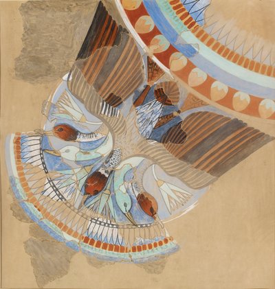 Copia di pittura murale, una casa, Amarna, festone di oche, XX secolo da Anna