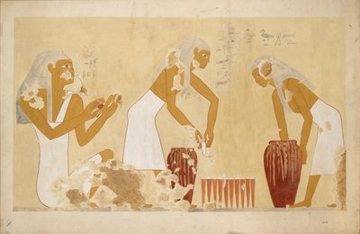 Copia di pittura murale dalla tomba privata 60 di Antefoker, Tebe I, 1, 121-123, XX secolo da Anna
