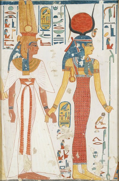 Copia di pittura murale dalla tomba della regina Nefertari, Tebe da Anna