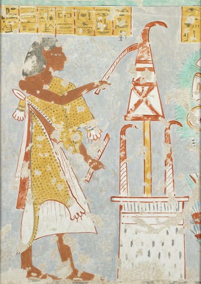 Copia di pittura murale, tomba privata 296 di Nefersekhemru, Tebe, arpa cieca, XX secolo da Anna