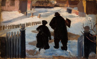 Michael Ancher in cammino verso il suo studio accompagnato dall