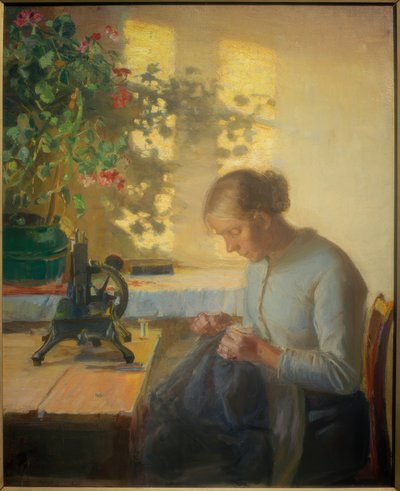Figlia del pescatore che cuce da Anna Ancher