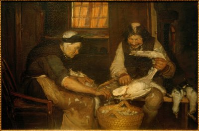 Due anziani che spennano gabbiani. Lars Gaihede e la vecchia Lene da Anna Ancher