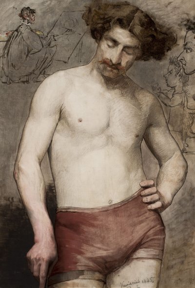 Polacco: Uomo seminudo - Studio di un uomo seminudo da Anna Bilińska Bohdanowicz