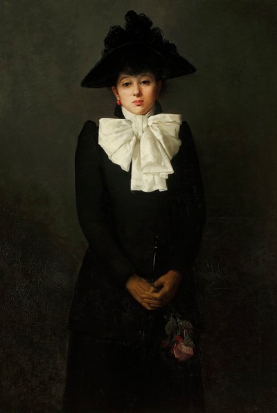 Ritratto di una giovane donna con una rosa in mano da Anna Bilińska Bohdanowicz