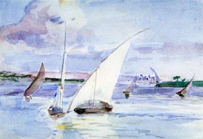 Un lago con barche a vela, c. 1864-1930 da Anna Lea Merritt