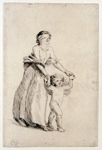 Cupido che guida una ragazza bendata da Anna Lea Merritt