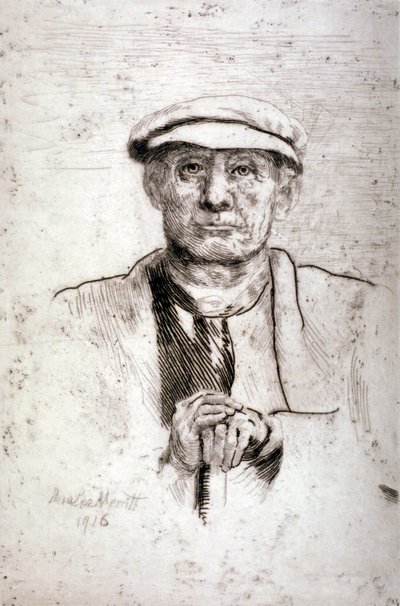 Vecchio con berretto piatto da Anna Lea Merritt
