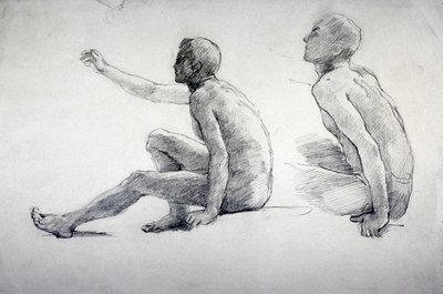 Due studi di un nudo maschile seduto da Anna Lea Merritt