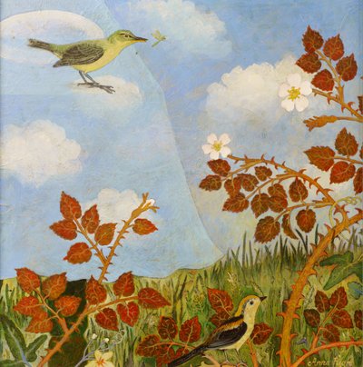 Uccelli su una nuvola, 2023 (acrilico) da Anna Pugh