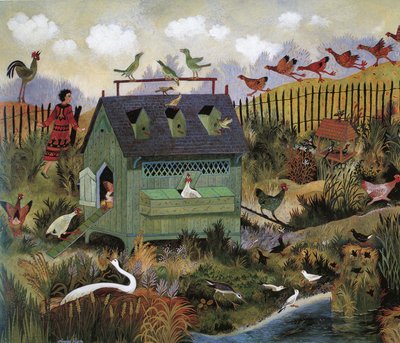 Uccelli indaffarati, 2001 (acrilico) da Anna Pugh