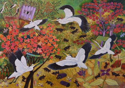 Henry che osserva gli aironi, 2020 (acrilico) da Anna Pugh