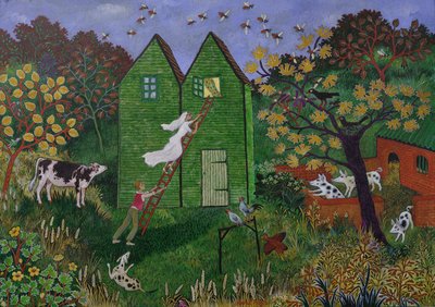 Ricordo del giorno in cui dimenticai le chiavi, 2022 (acrilico su tavola) da Anna Pugh