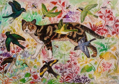 Soriano e gli uccelli, 2019 (acrilico) da Anna Pugh