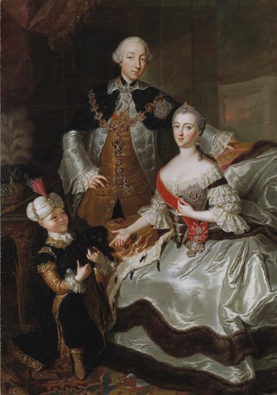 Pietro III e Caterina II di Russia con il loro figlio Paolo da Anna Rosina Lisiewska