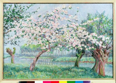 Fiori di melo sul bordo del fiume da Anna de Weert