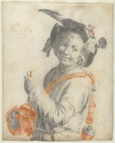 Ragazzo che suona il rommelpot da Anna van N.H.