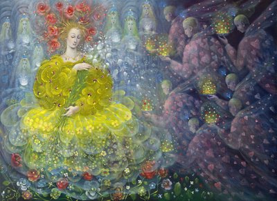 Regina dei fiori, 2018 (olio su lino belga) da Annael Anelia Pavlova