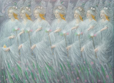 Le rivelazioni della primavera (dittico), pannello destro, 2012 (olio su lino belga) da Annael Anelia Pavlova