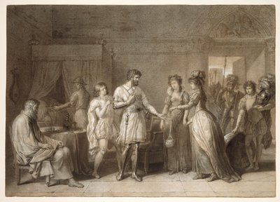 Bayard rifiuta i regali della sua padrona di casa, a Brescia da Anne-Louis Girodet de Roucy-Trioson