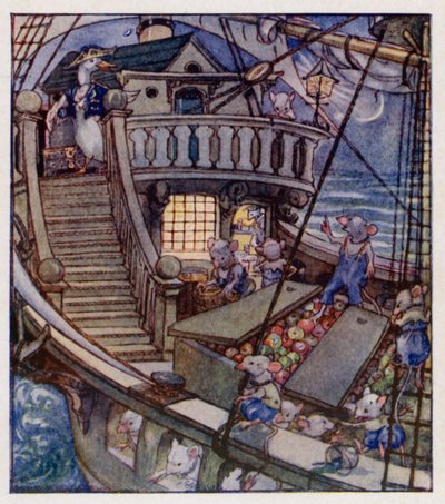 Filastrocca: Ho visto una nave a vela (litografia a colori) da Anne (after) Anderson