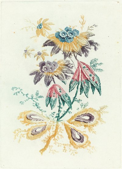 Fiori fantastici con foglie di baccello da Anne Allen after Jean Baptiste Pillement