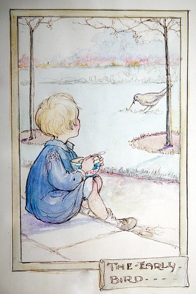 Il primo uccello - Tordo che prende un verme da Anne Anderson