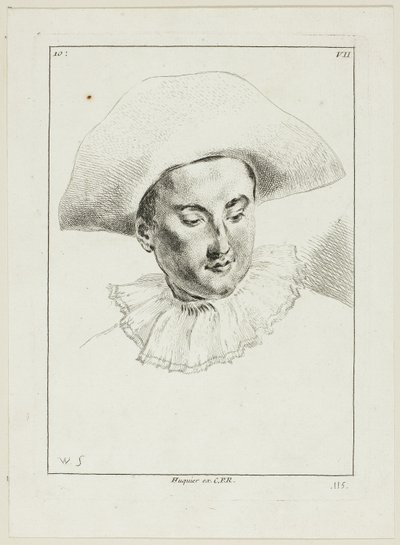 Testa di uomo (con cappello e gorgiera) da Anne Claude Philippe Caylus