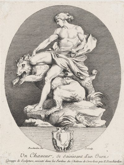 Un cacciatore che afferra un orso, 1737 da Anne Claude Philippe de