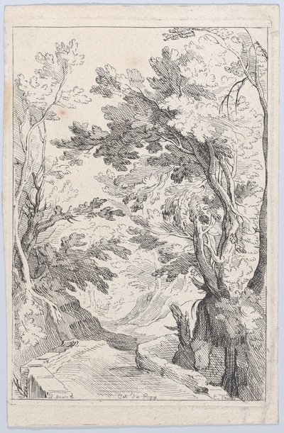 Un sentiero con parapetto in una foresta, XVIII secolo da Anne Claude Philippe de Caylus