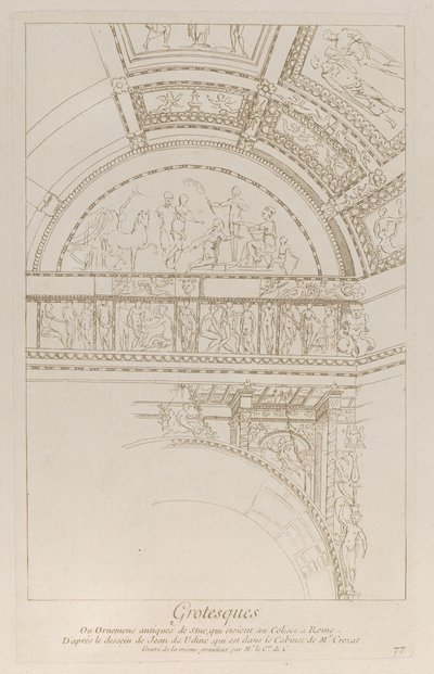 Grottesche: dettaglio dei rilievi in stucco che decorano il Colosseo a Roma, ca. 1729 da Anne Claude Philippe de Caylus