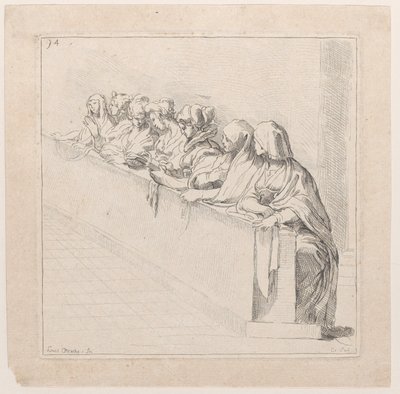 Sette donne sedute dietro un basso muro, XVIII secolo da Anne Claude Philippe de Caylus