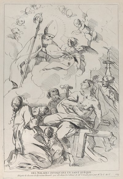 Malati che invocano un santo vescovo, che appare in alto a sinistra da Anne Claude Philippe de Caylus