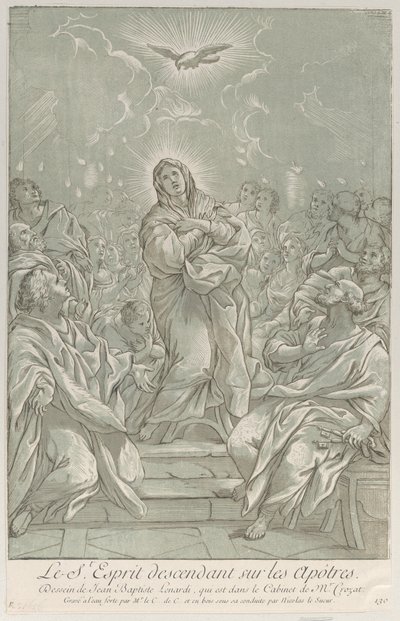 La Pentecoste, con la Vergine al centro, lo Spirito Santo sopra, e gli Apostoli, ca. 1729 da Anne Claude Philippe de Caylus